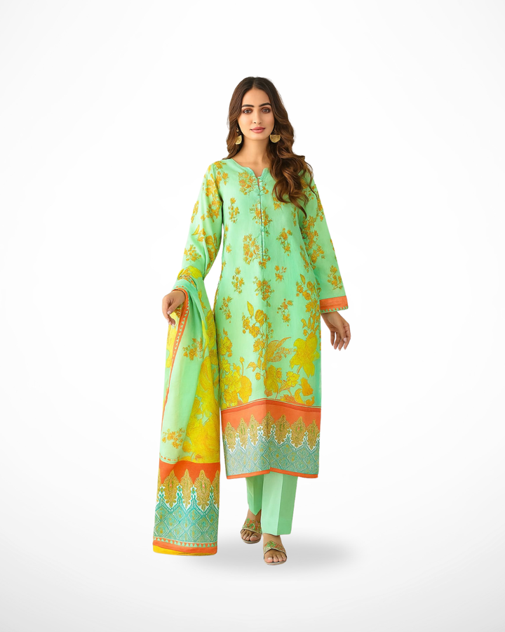 Pistachio Glow – 3PC Unstitched Lawn Suit (Gul Ahmed Vol 1)