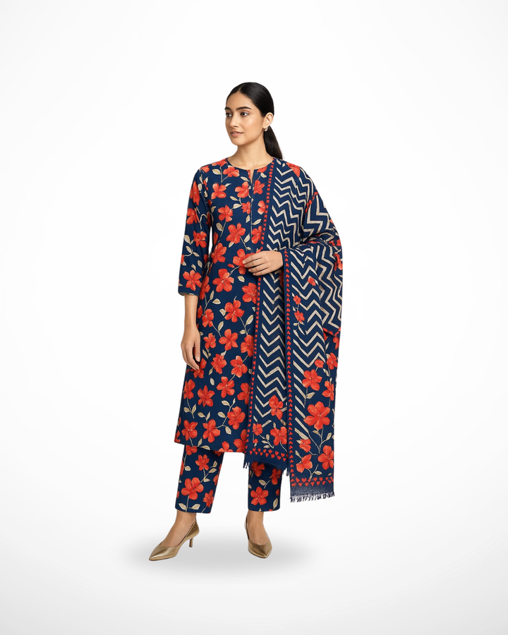 Blue Enigma – 3PC Unstitched Lawn & Khaddar Suit (Regalia Collection)