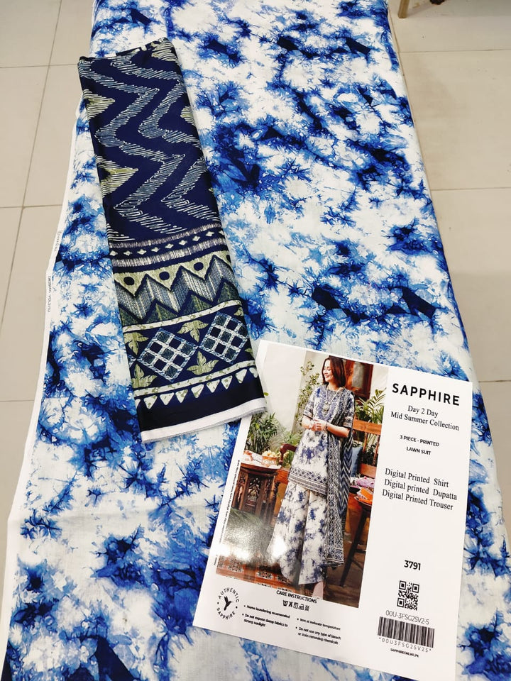 Midnight Grace – 3PC Unstitched Lawn Suit (Sapphire Vol 2)