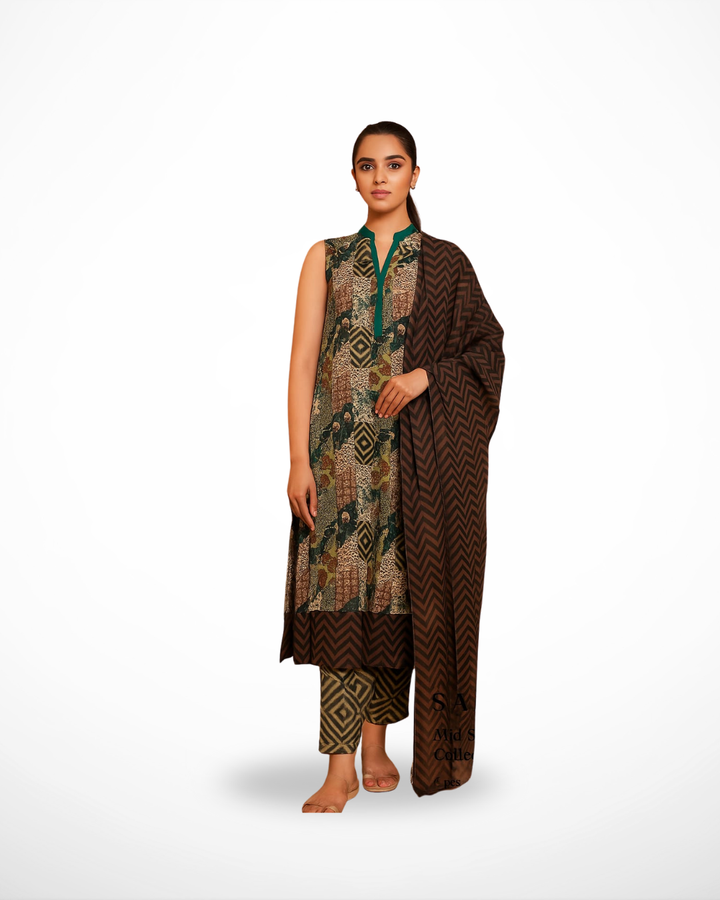 Coffee Glow – 3PC Unstitched Lawn Suit (Sapphire Vol 2)