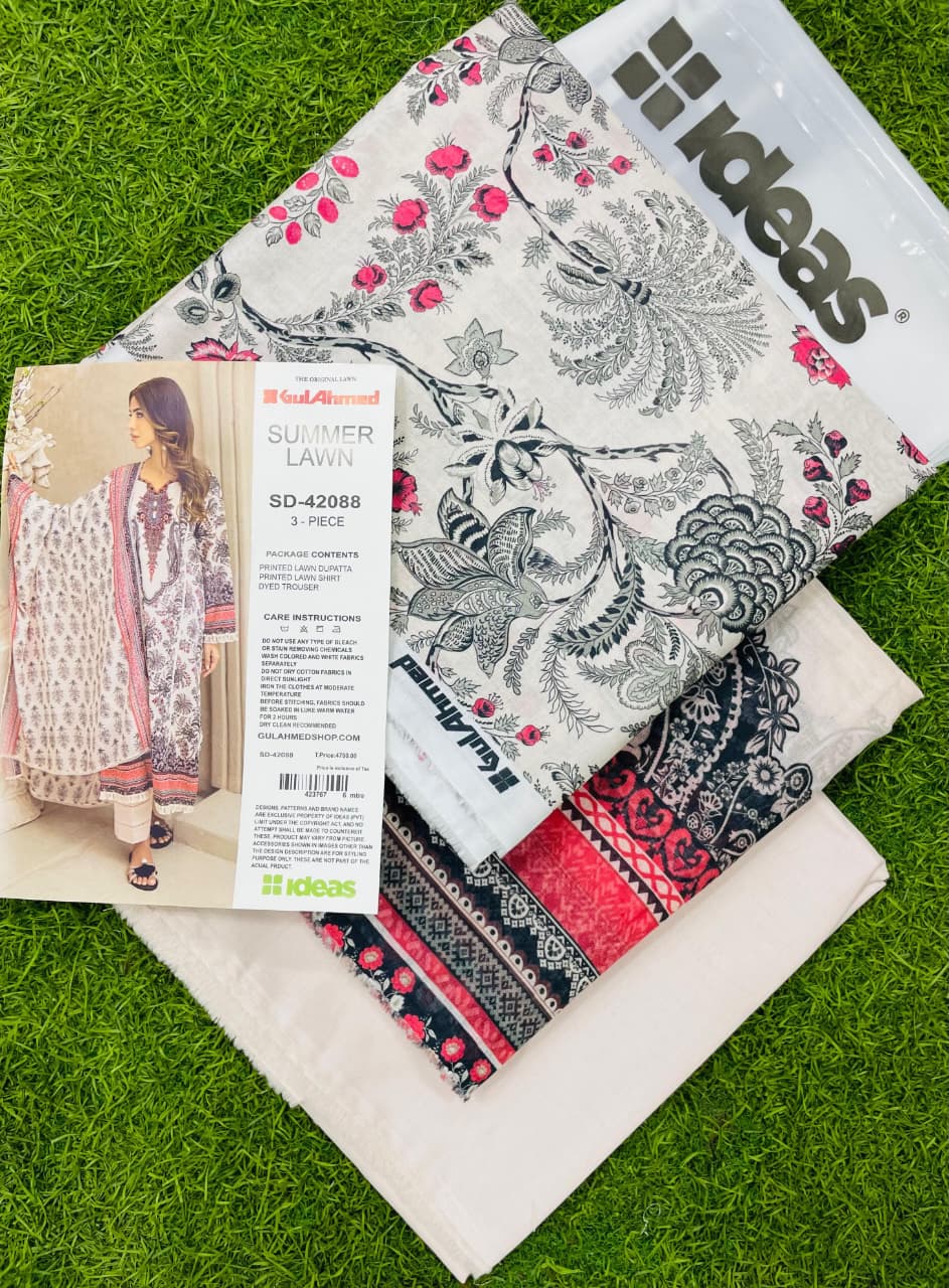 Monochrome Grace – 3PC Unstitched Lawn Suit (Gul Ahmed Vol 1)