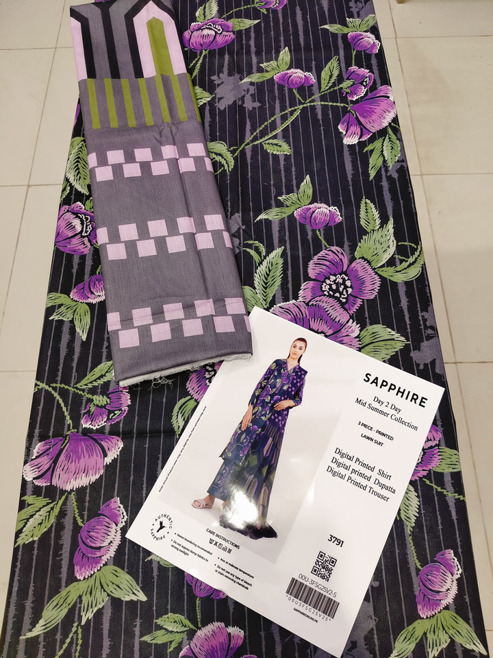 Blue Horizon – 3PC Unstitched Lawn Suit (Sapphire Vol 1)