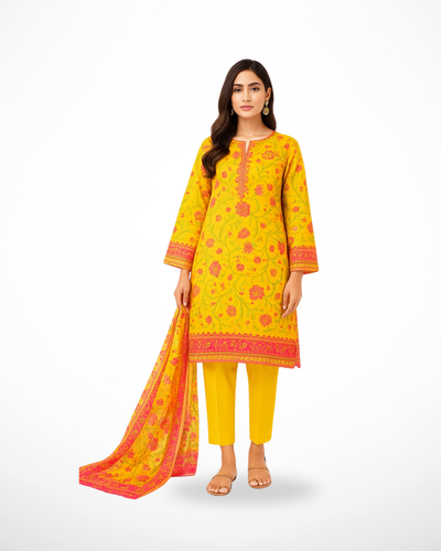 Golden Glow – 3PC Unstitched Lawn Suit (Gul Ahmed Vol 1)