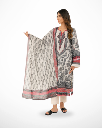 Monochrome Grace – 3PC Unstitched Lawn Suit (Gul Ahmed Vol 1)