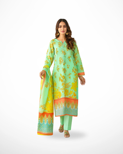 Pistachio Glow – 3PC Unstitched Lawn Suit (Gul Ahmed Vol 1)