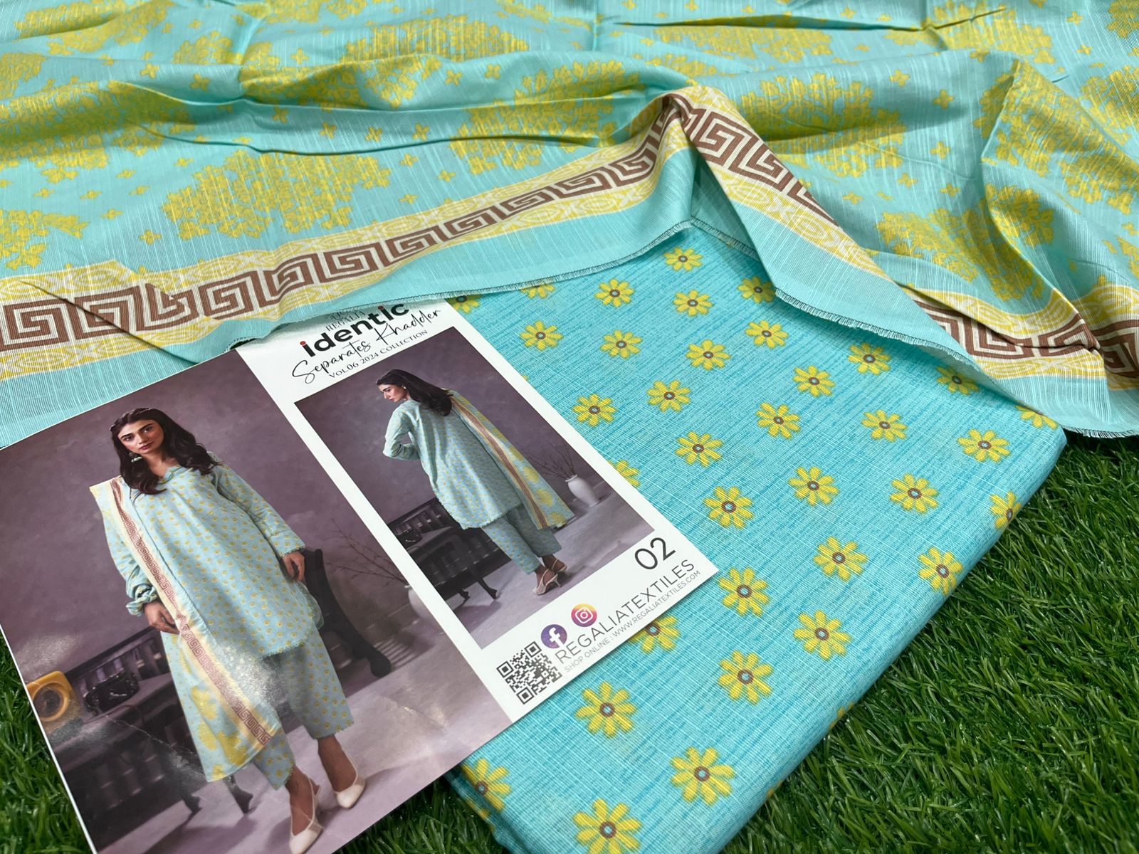 Blue Aura – 3PC Unstitched Lawn & Khaddar Suit (Regalia Collection)