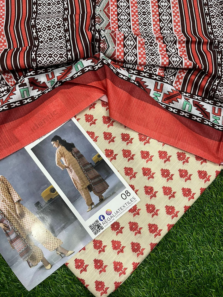Ivory Charm – 3PC Unstitched Lawn & Khaddar Suit (Regalia Collection)