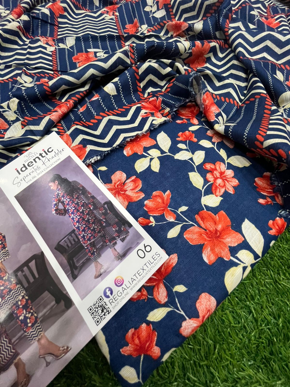 Blue Enigma – 3PC Unstitched Lawn &amp; Khaddar Suit (Regalia Collection)