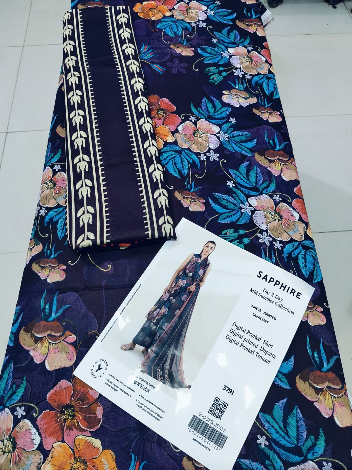 Blue Wave – 3PC Unstitched Lawn Suit (Sapphire Vol 2)