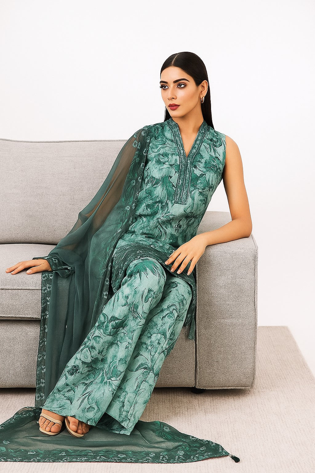 Sky Mist – 3PC Unstitched Lawn Suit (Sapphire Vol 2)