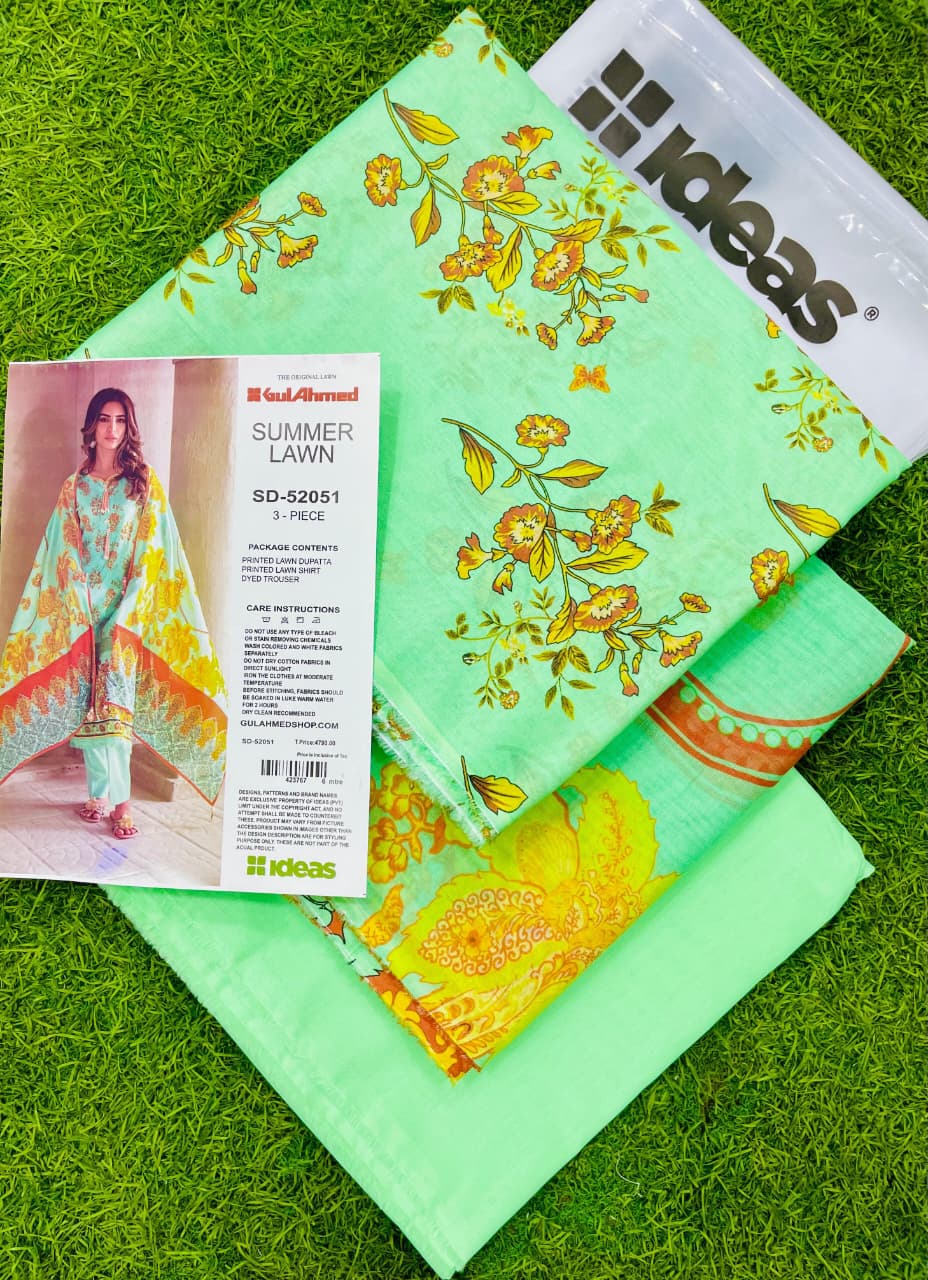 Pistachio Glow – 3PC Unstitched Lawn Suit (Gul Ahmed Vol 1)